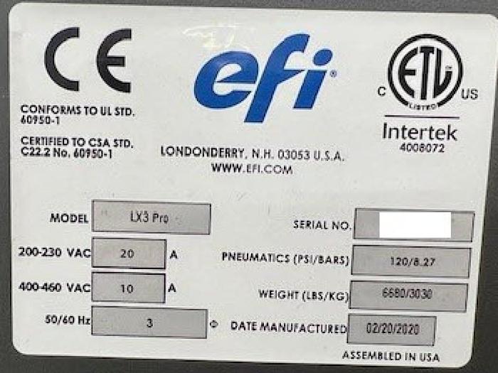 Used 2020 EFI-VUTEk LX3 PRO LED