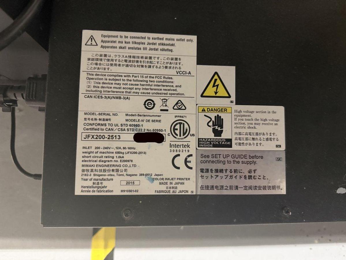 Used 2015 Mimaki JFX200-2513
