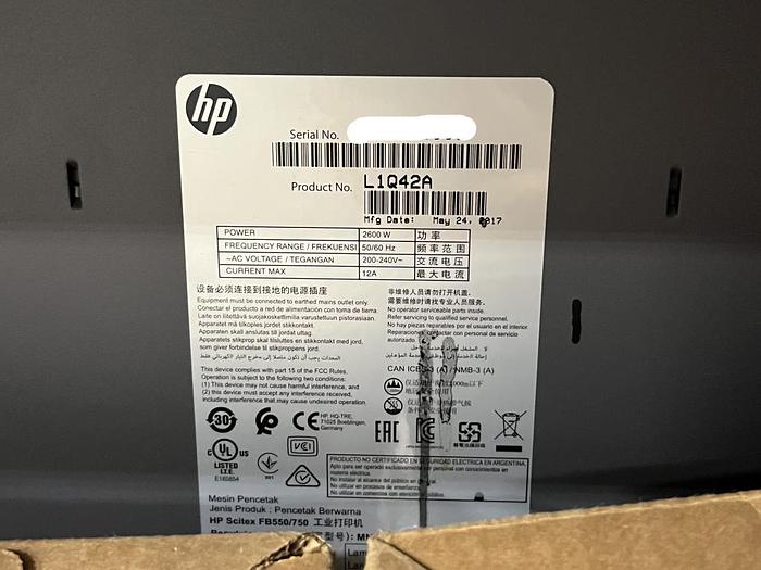 Used 2017 HP Scitex FB750