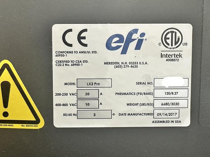 Used 2017 EFI-VUTEk LX3 Pro