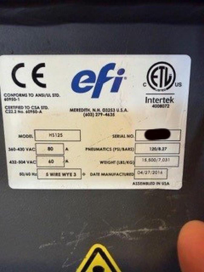 Used 2016 EFI-VUTEk HS 125