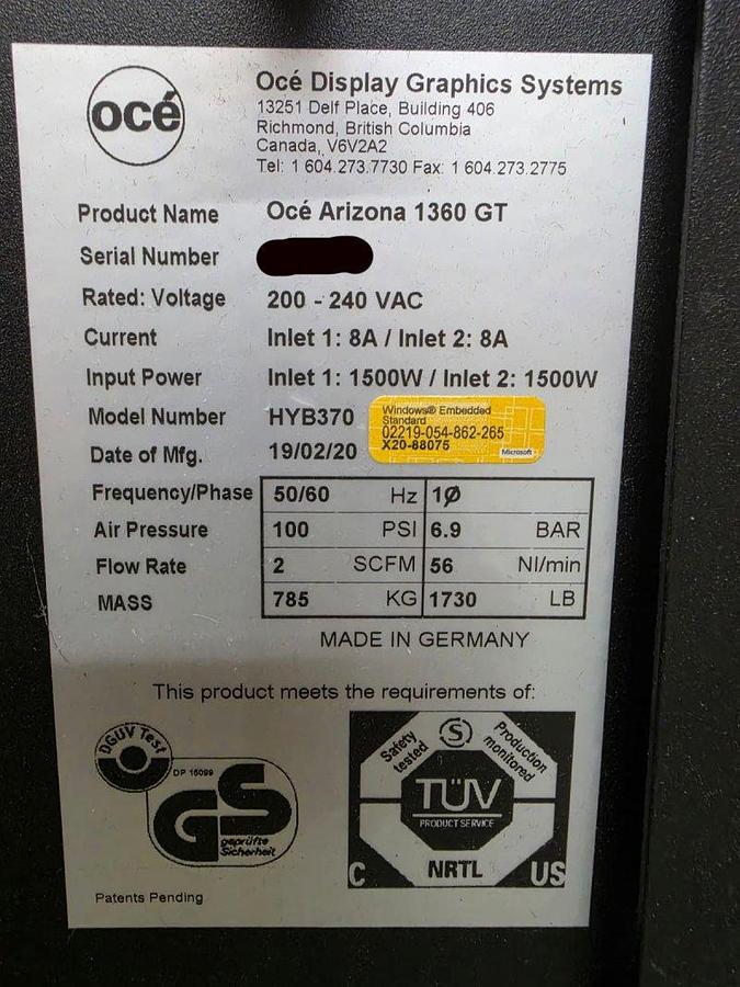 Used 2019 Canon - Oce Arizona 1360 GT