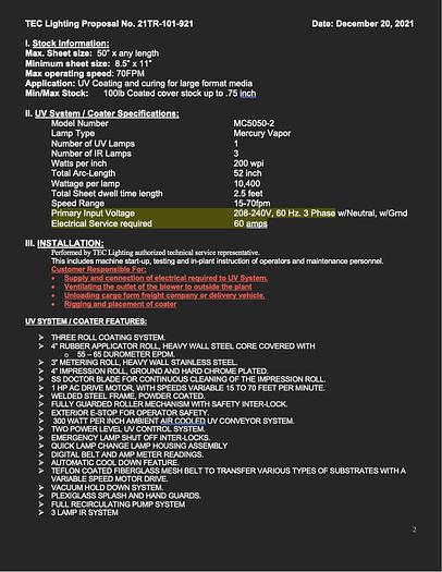 Used 2021 Tec Lighting MEGACOAT MC5053