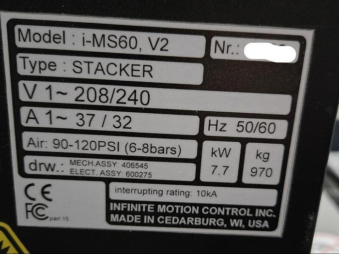 Used 2021 Kongsberg i-BF60 V2 FEEDER & i-MS60 V2 STACKER