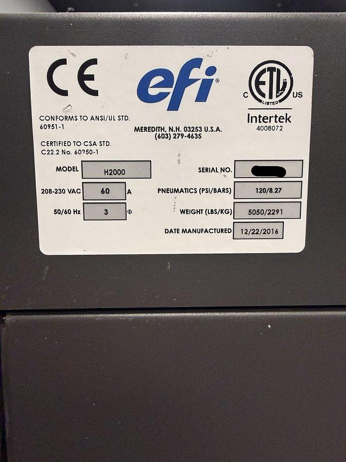 Used 2016 EFI-VUTEk H2000