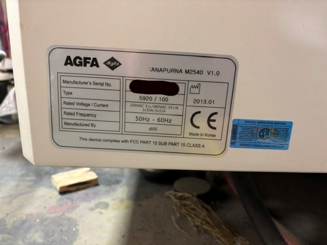 Used 2013 Parts Machines Agfa Anapurna M2540FB