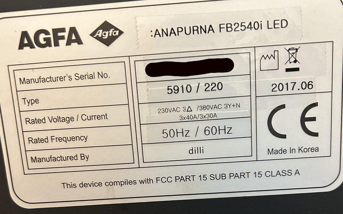 Used 2017 Agfa Anapurna FB2540i LED