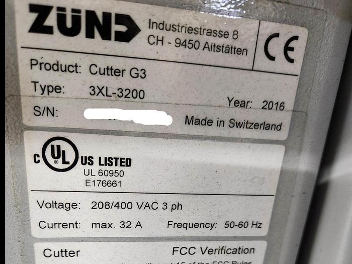 Used 2016 Zund G3 3XL-3200