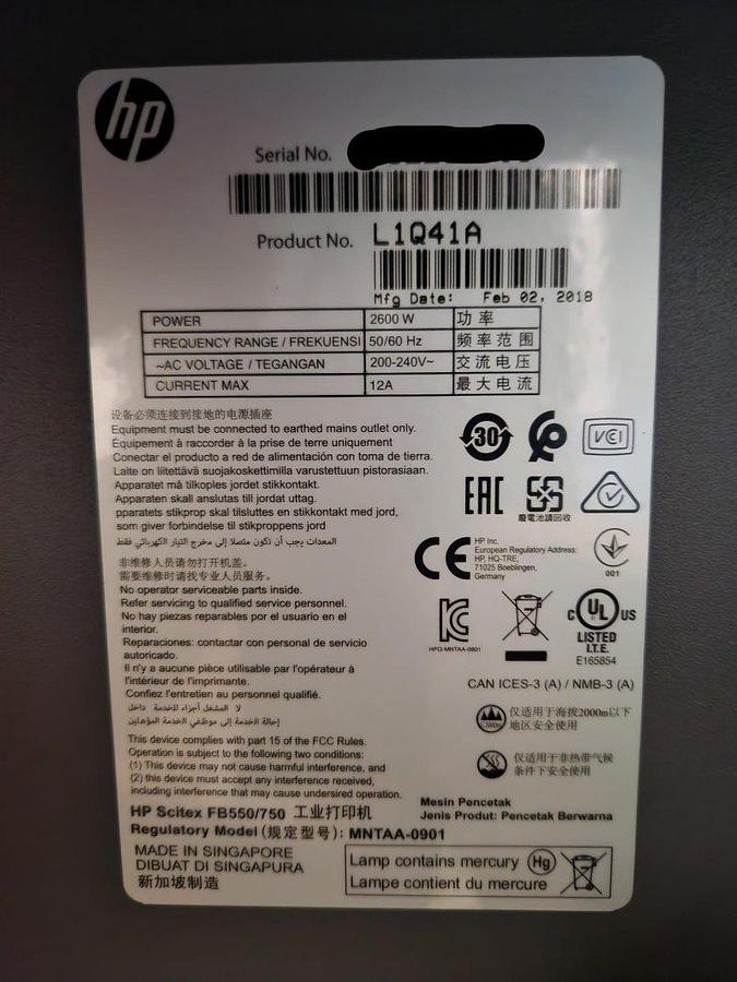 Used 2018 HP Scitex FB550