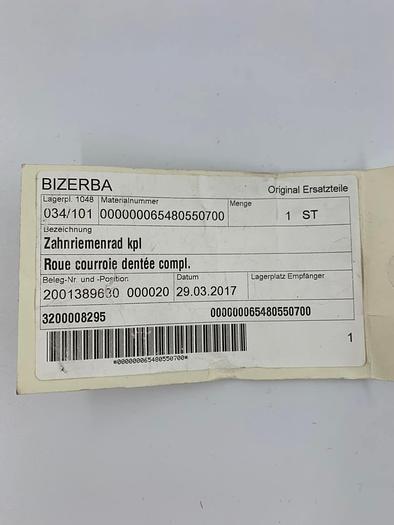 Bizerba Spare Parts Zahnriemenrad kpl Part No. 65480550700