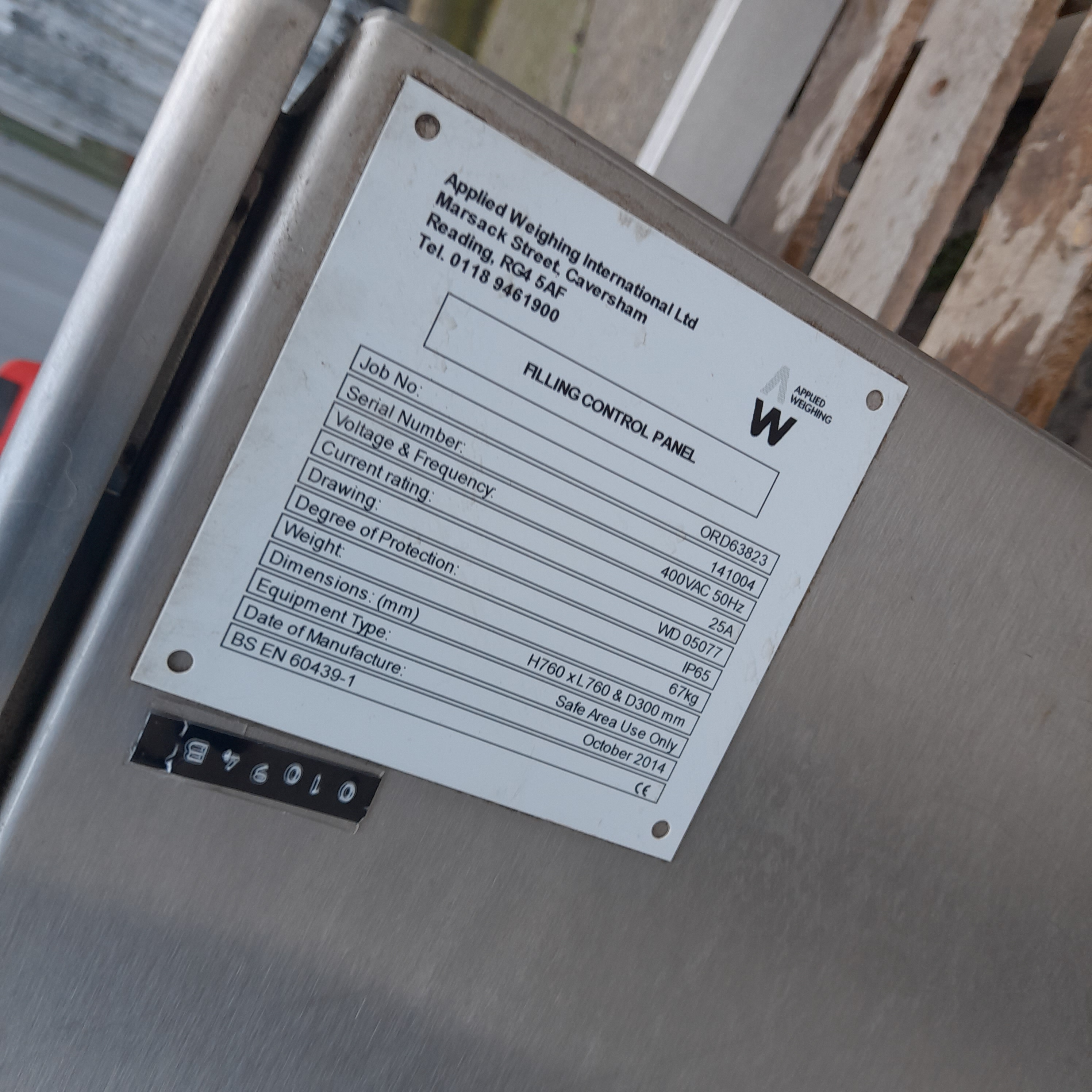 Used Applied Weighing Ltd Auger Filling Machine