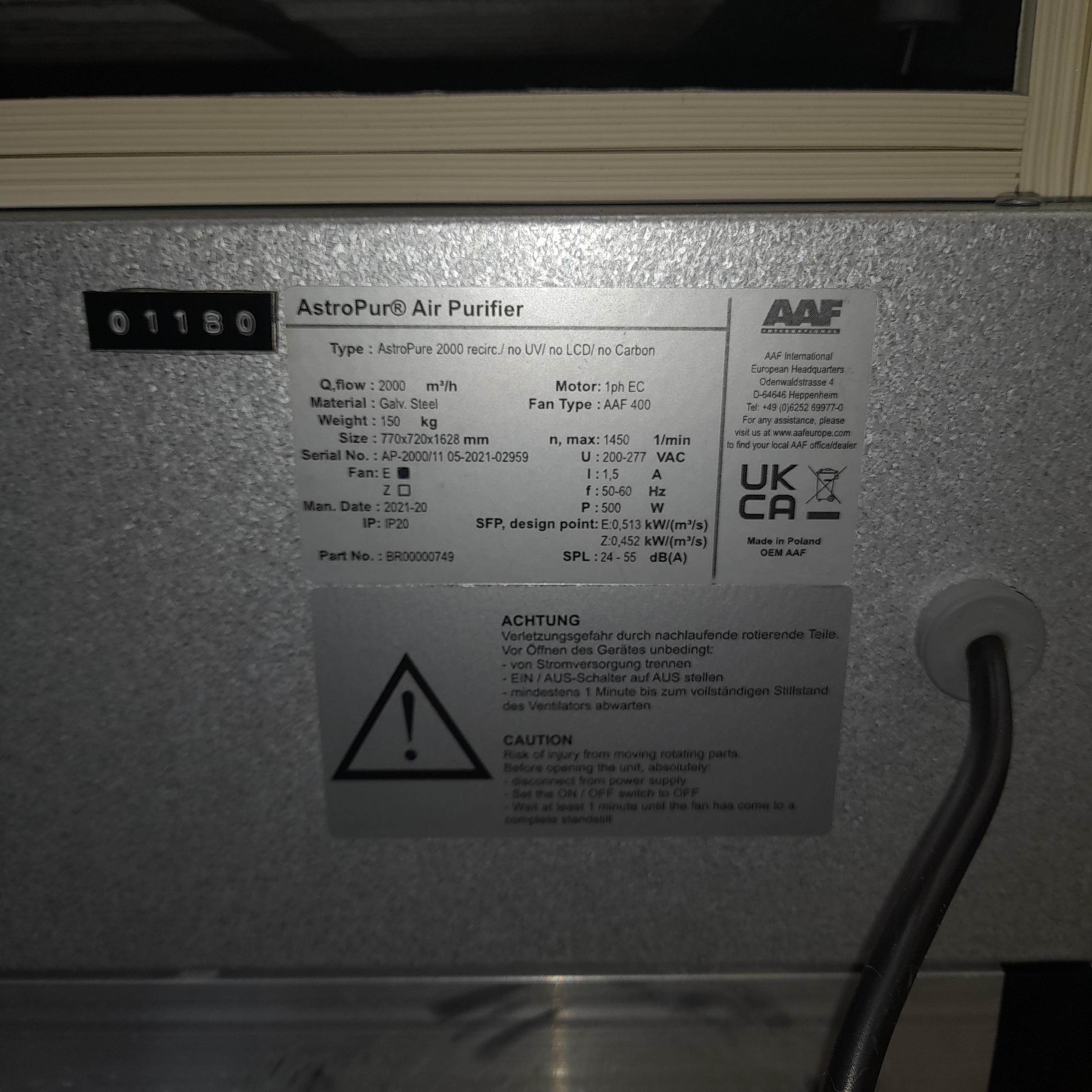 Used AAF International Air Purifier