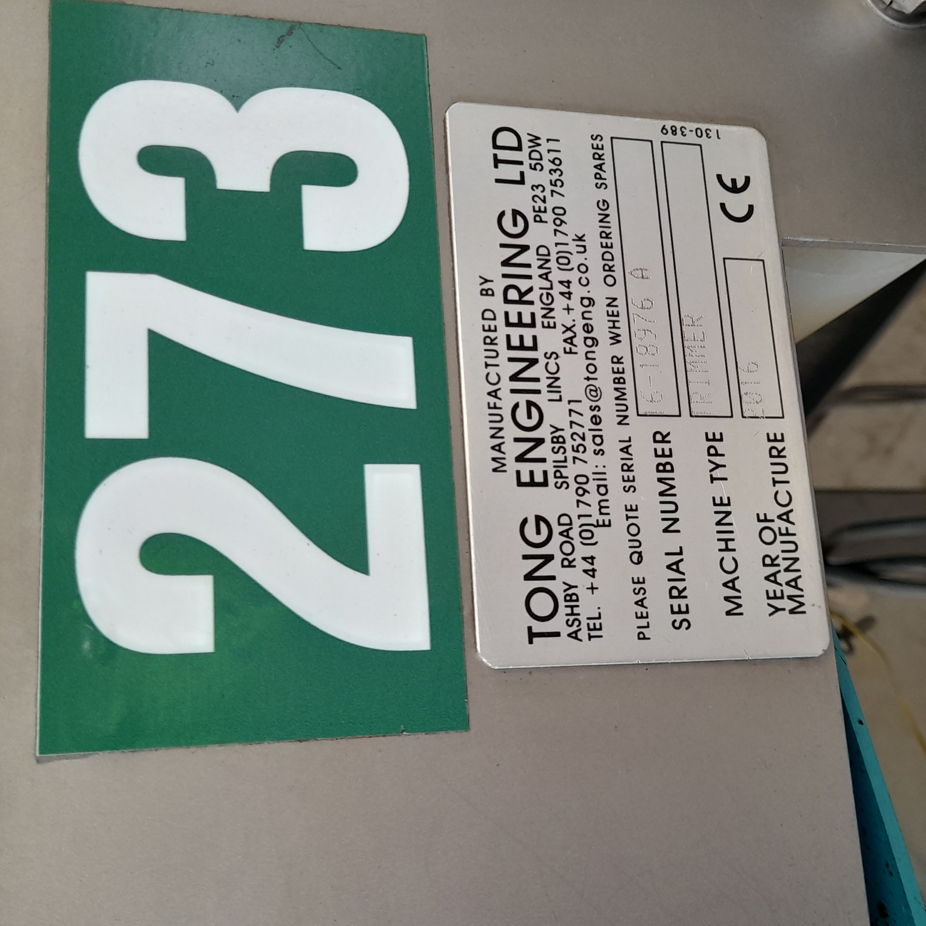 Used 2016 Tong Conveyor with Control Box