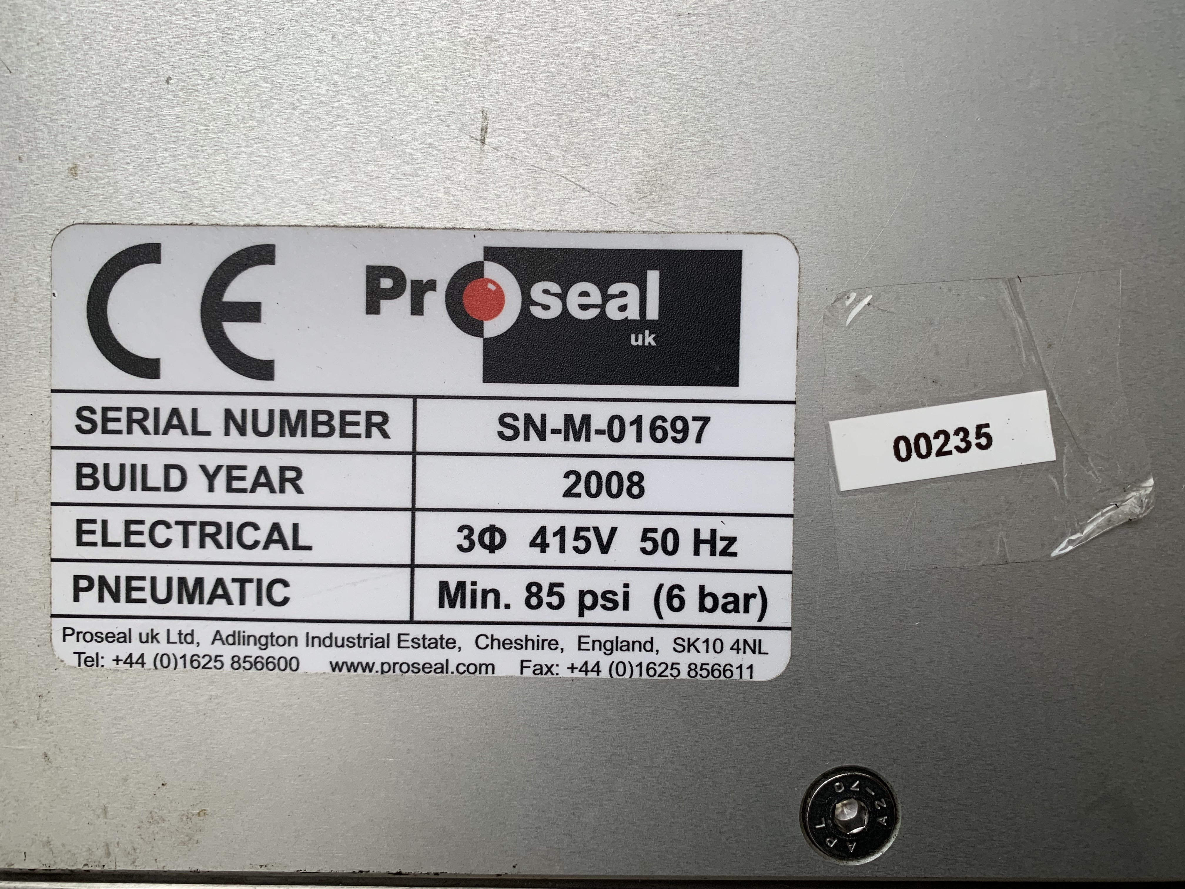 Used GT1 Proseal Gas Flush with Tooling