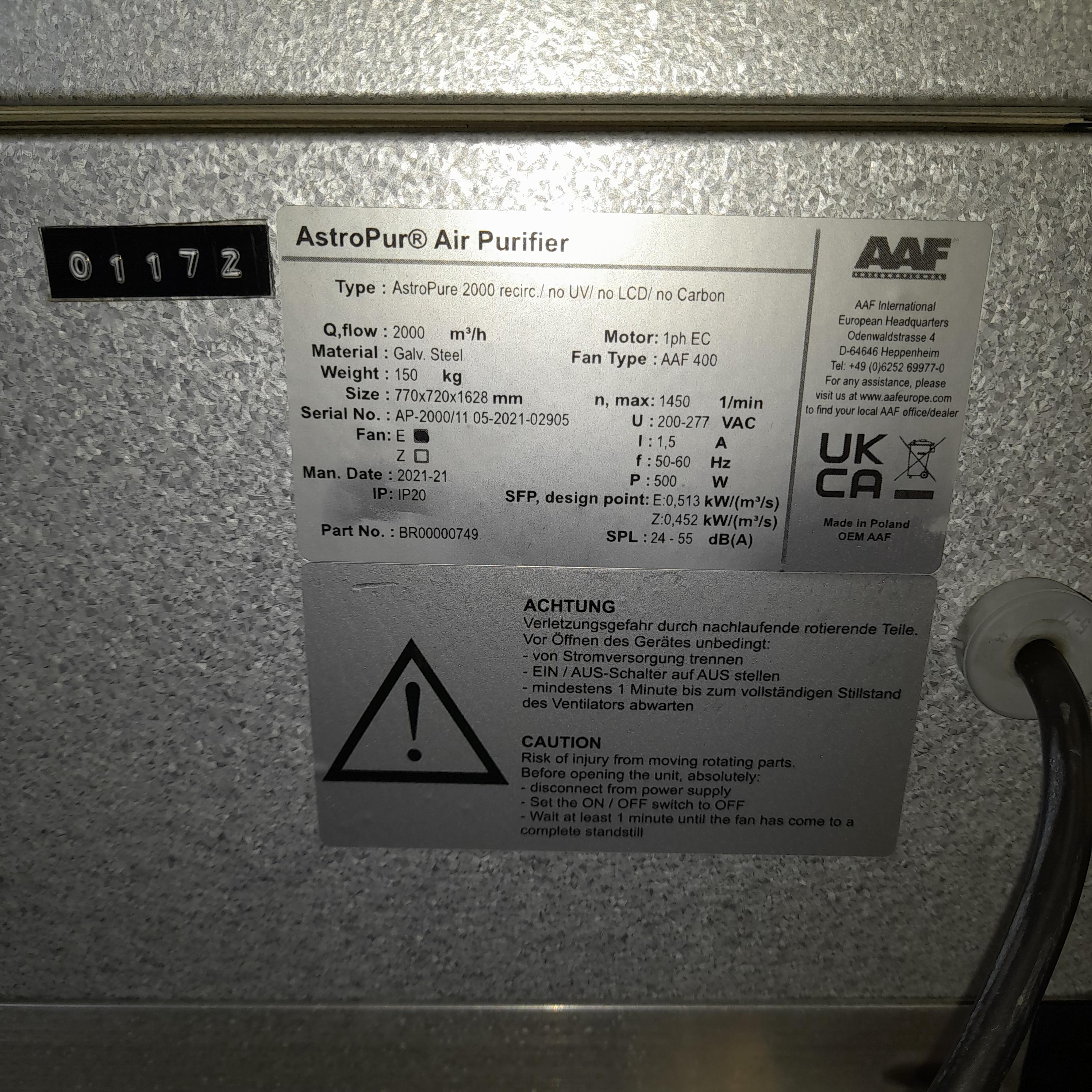 Used AAF International Air Purifier