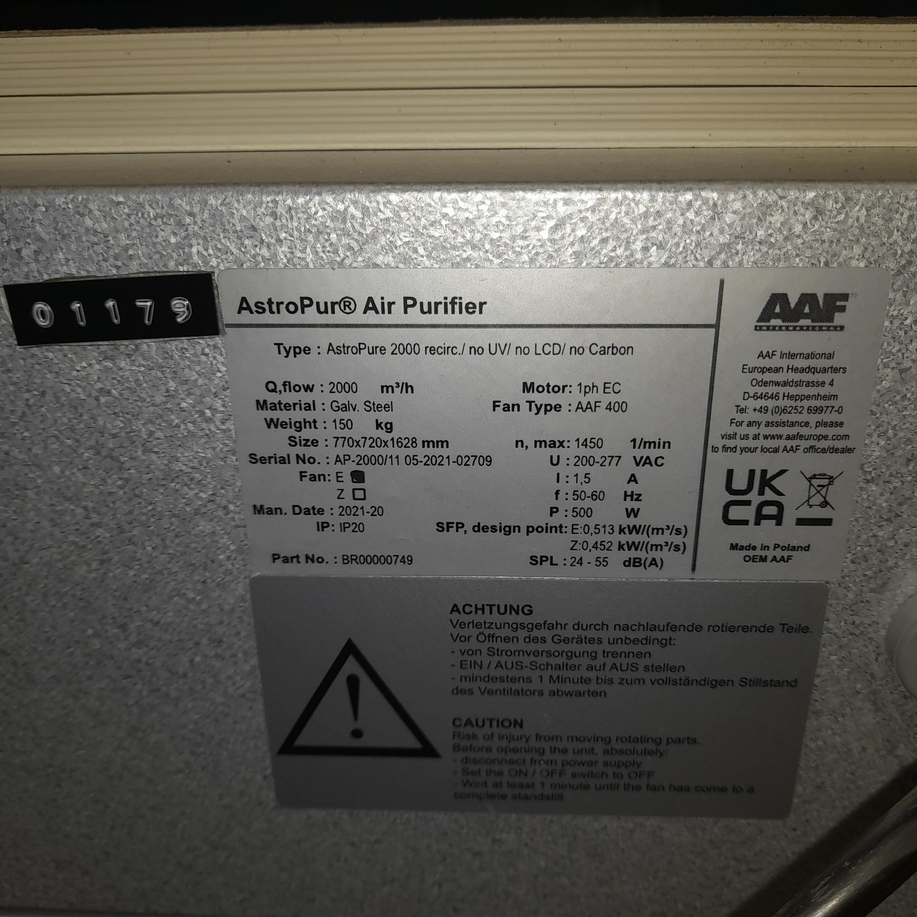 Used AAF International Air Purifier