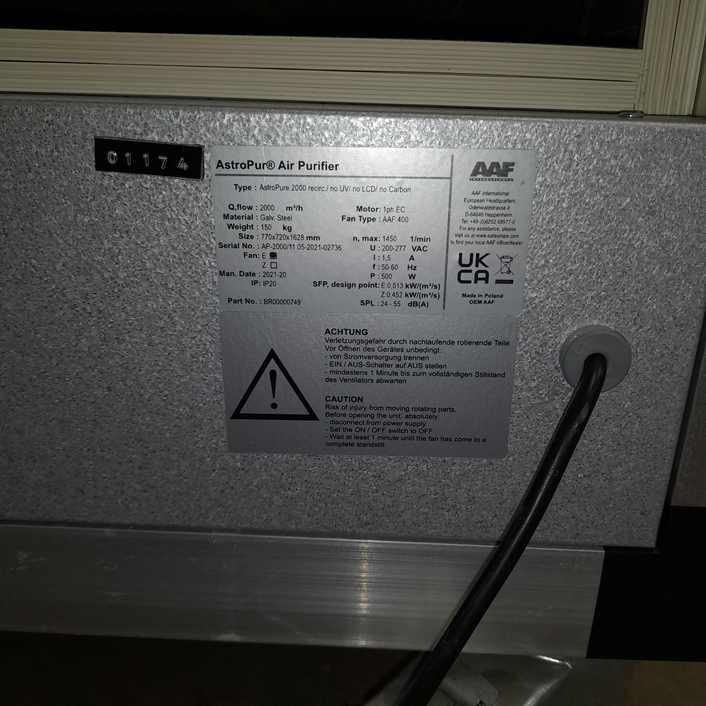 Used AAF International Air Purifier
