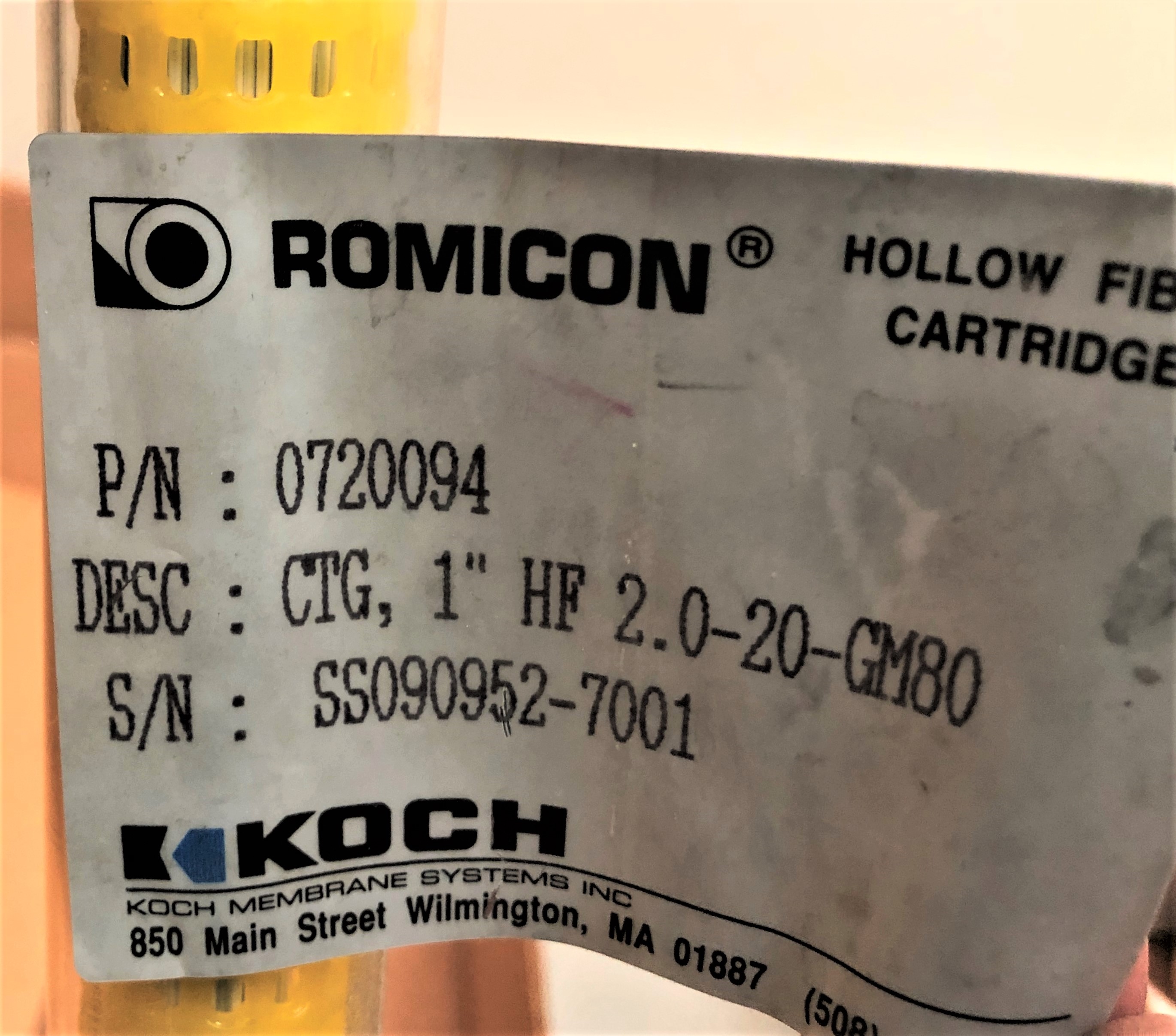 New Open Box Koch Romicon 0720094 Hollow Fiber Cartridge - GM80