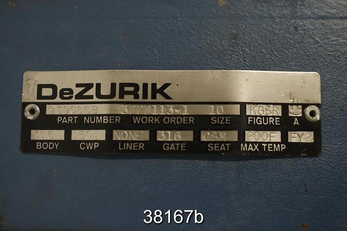 Unused Dezurik 10" Air Operated Knife Gate Valve #38167