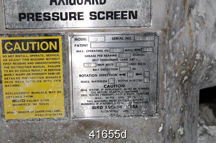 Used Bird Axigaurd 3 Pressure Screen, Stainless Steel Housing #41655