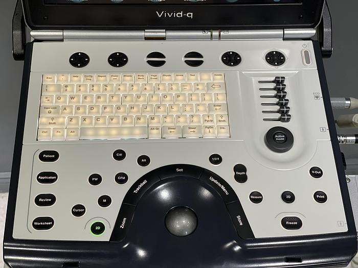 Gebraucht GE Vivid q Ultraschallgerät auf Vivid i Trolley mit 2 Sonden und EKG Kabel