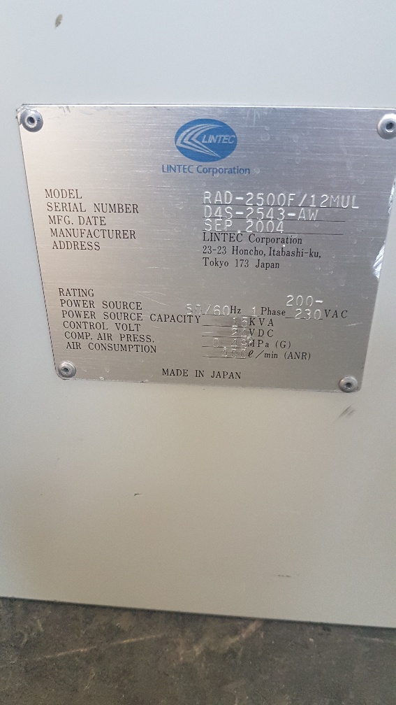 Used Lintec Rad2500 F12 Wafer Mounter