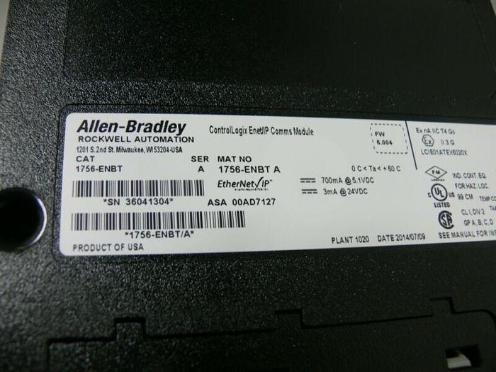 Used Allen Bradley Logix5572 Controller on 10 Slot Chassis w/ EtherNet/IP (x3)