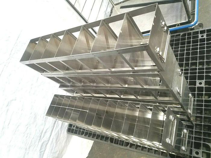 Used Six 27" X 4" Cell Bank Stainless Steel Stack Trays Racks Pharmaceutical