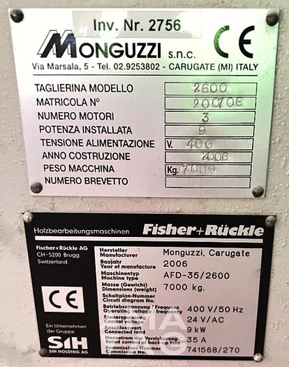 Used Veneer cutting guillotine CUTMASTER Monguzzi 2600