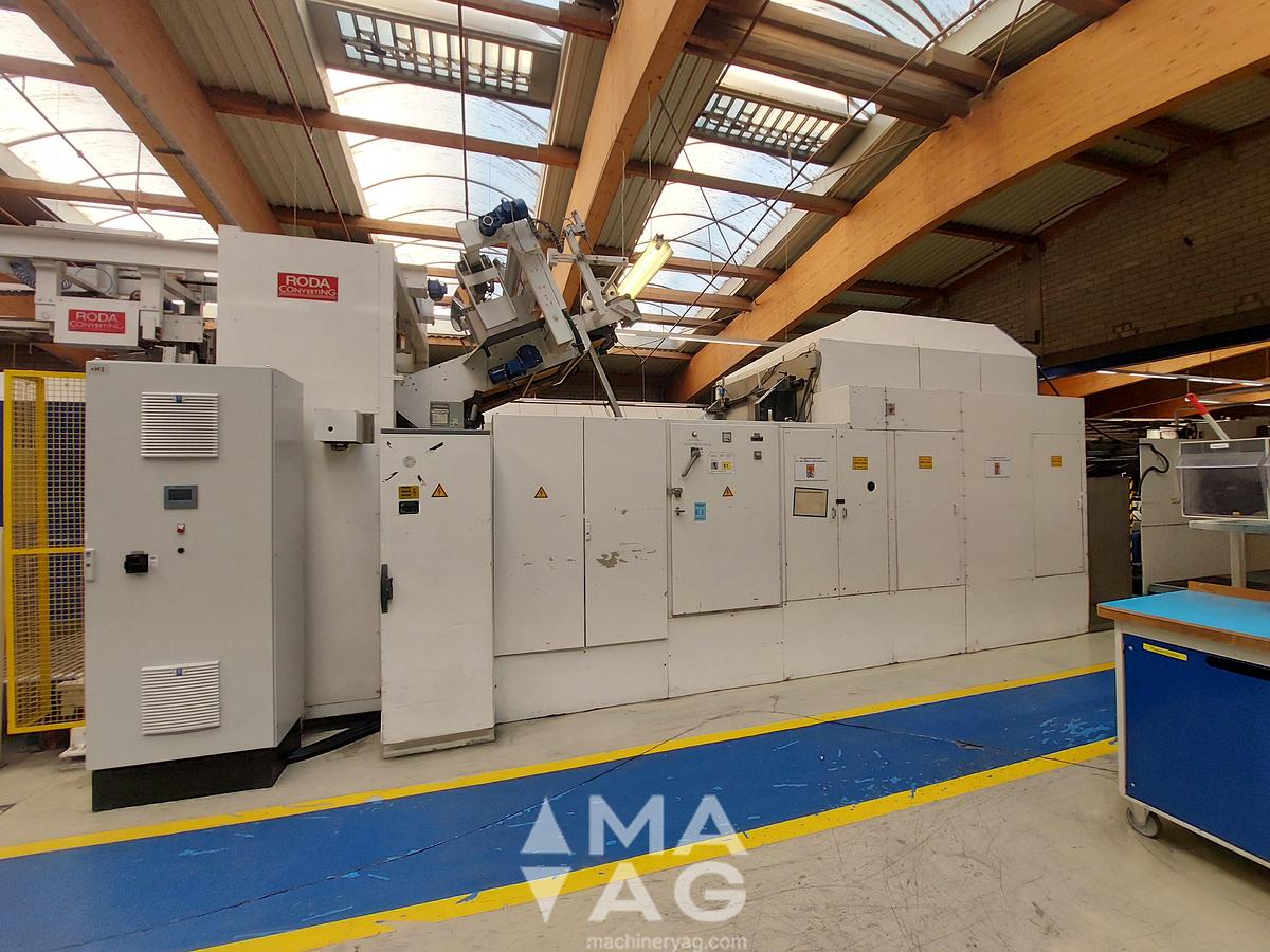 Used 1981 BOBST SPO 1600 Die Cutter + 2 Flexo + Roda Prefeeder