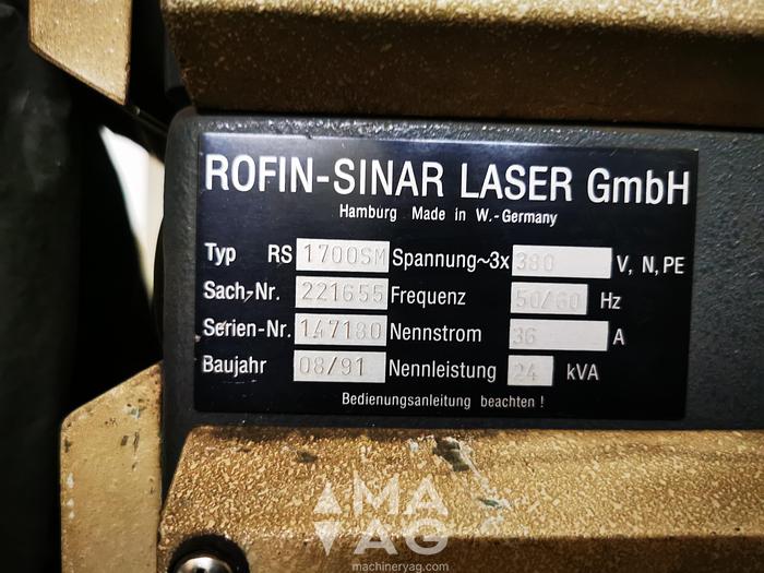 Used 1991 ROFIN SINAR 1700 SM Laser