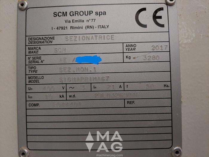 Used 2017 SCM Sigma Prima 67 Panel Saw