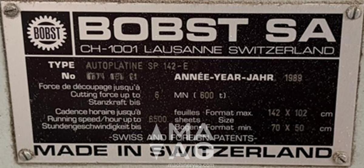 Used 1989 Bobst AUTOPLATINE SP 142-E Automatic Die-Cutting