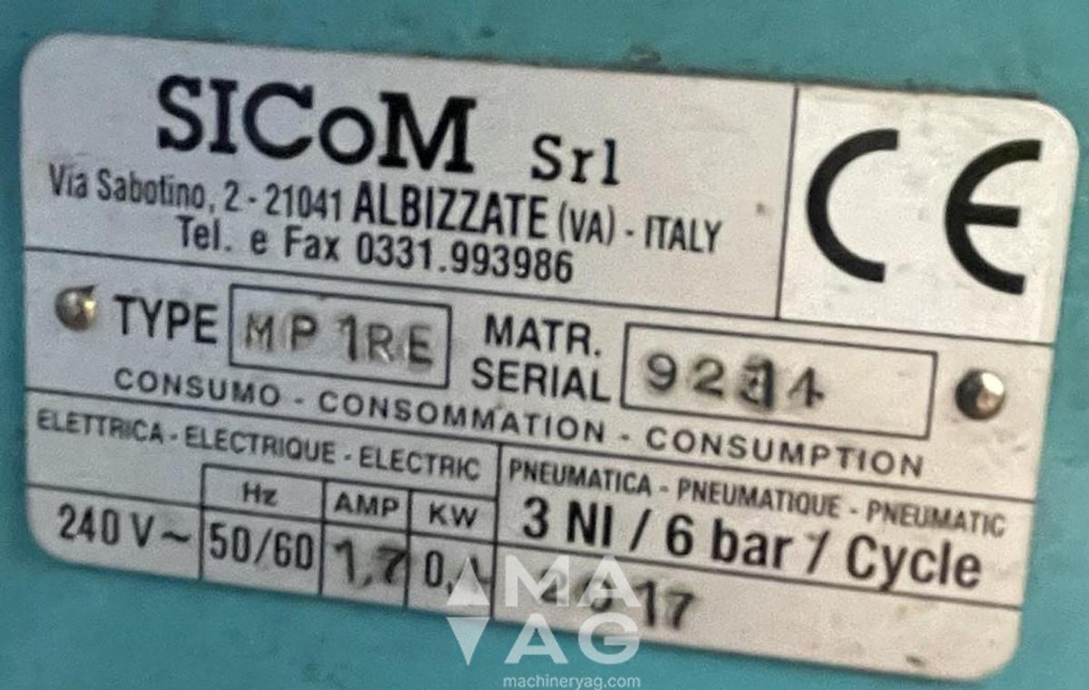 Used SICoM MP1 RE pneumatic manual foot-operated press, year 2017