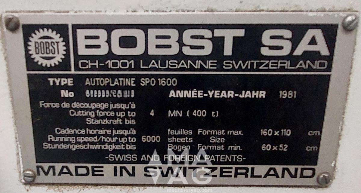 Used 1981 BOBST SPO 1600 Flat Bed DieCutter + 2 Flexo