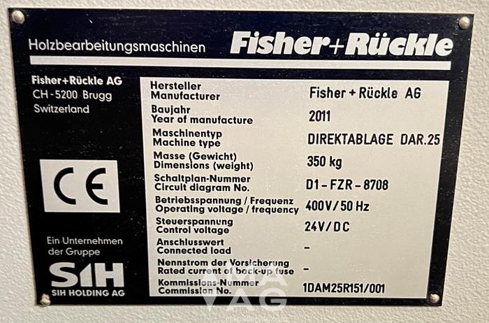 Used Veneer crossfeed splicing machine Fisher+Rueckle FZR-15+DAR25+lifting