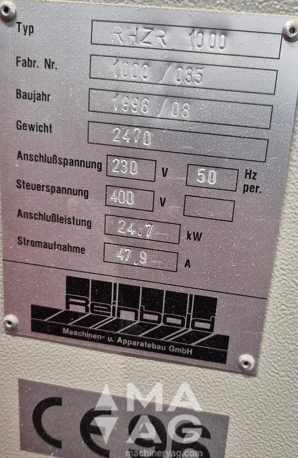 Used 1996 REINBOLD RHZR 1000 Wood Shredder