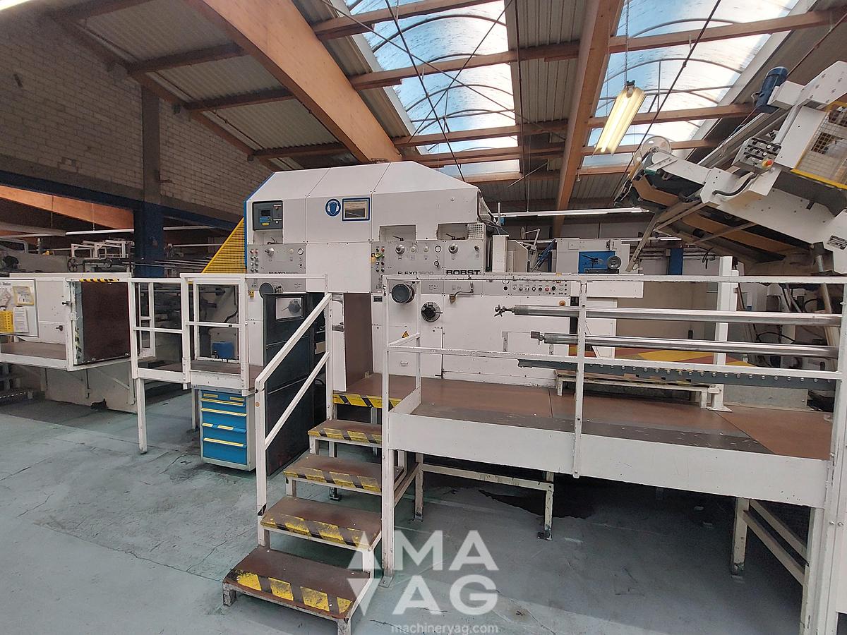 Used 1981 BOBST SPO 1600 Die Cutter + 2 Flexo + Roda Prefeeder