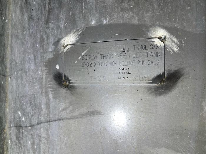 Used APACHE MDL. T-125 6'DIA. X 10'HIGH T 316L SS TANK  2115 GALLONS