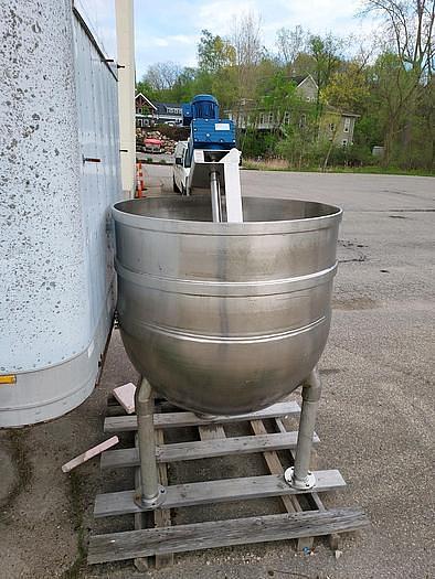 Used GROEN REFURBISHED 250 GAL. DIRECT STEAM KETTLE w/ NEW "INA" SINGLE AGITATION & SCRAPE ASSEMBLY.