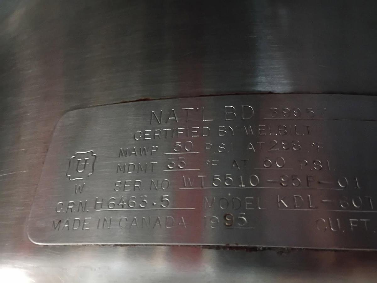 Used CLEVELAND RANGE #KDL-60T, 60 GAL. TILTING DIRECT STEAM KETTLE, 2" TDO, (#1143-C).