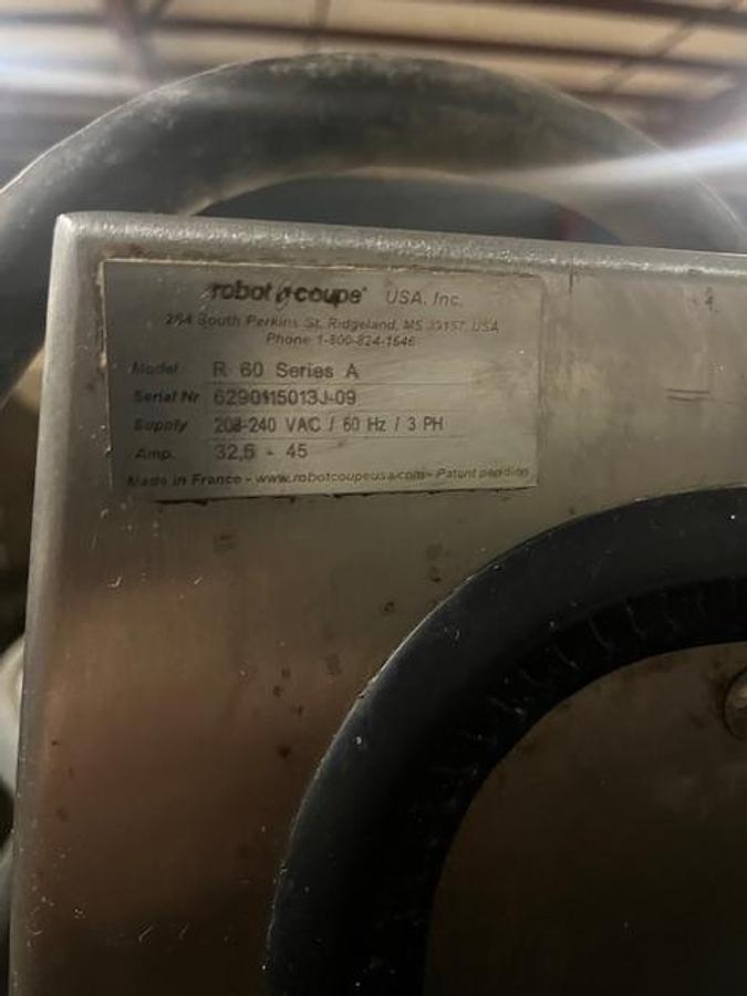 Used ROBOT COUPE #R60T, 60 QT. HIGH SPEED DIRECT DRIVE TILTING CUTTER MIXER, (#948).