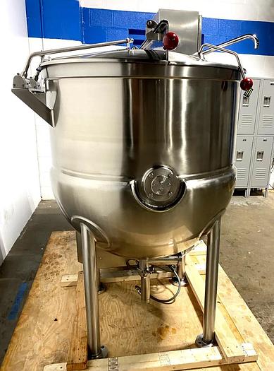 Used CLEVELAND #HAMKDL-100-CC-S, 100 GAL HORIZONTAL COOKER COOLER MIXER STEAM KETTLE, (#981C).
