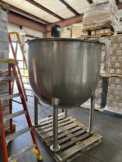 Used GROEN 500 GAL. STAINLESS STEEL TANK WITH AGITATION, (#1047C)
