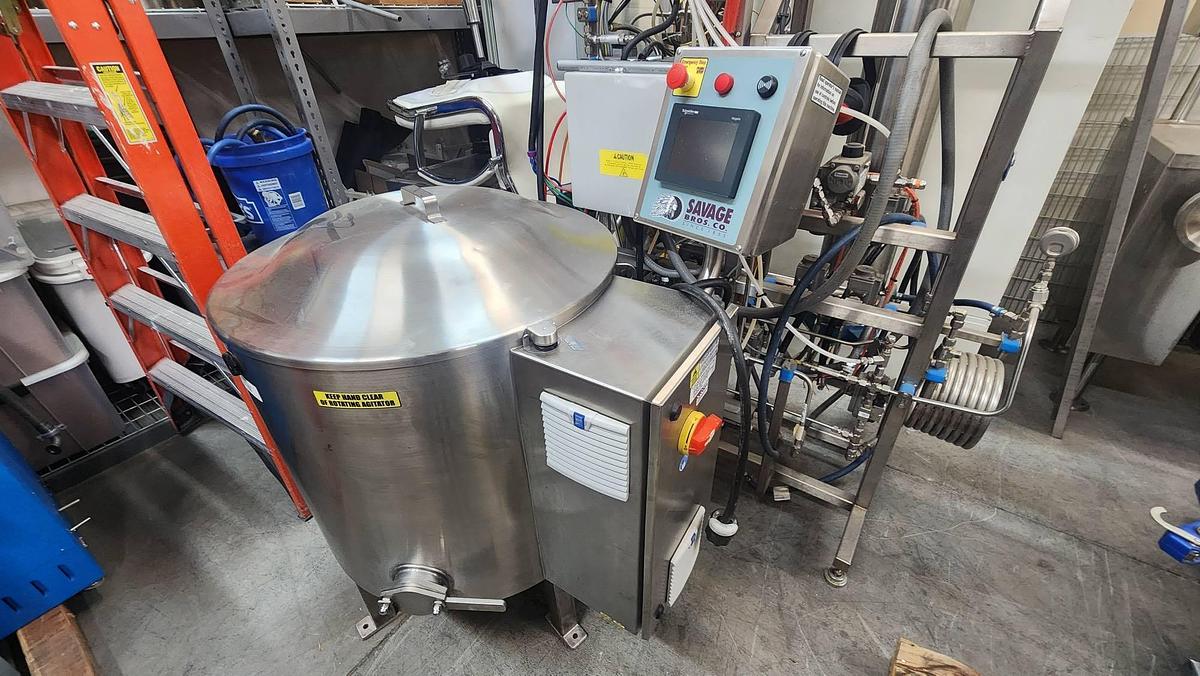 Used SAVAGE BROTHERS 450-LB CHOCOLATE PANNER TANK & PUMP, (#1072C)