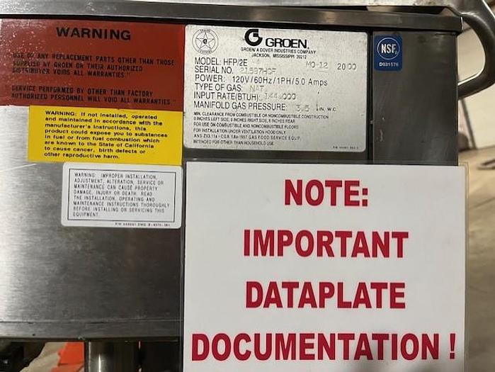 Used GROEN 40 GALLON NATURAL NAT GAS TILT TILTING SKILLET BRAISING PAN #HFP/2E (#931)