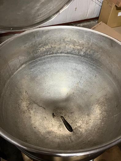 Used CLEVELAND RANGE 100 GAL. DIRECT STEAM KETTLE, #KDL100, STATIONARY w/ COVER (#902.)