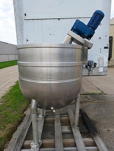 Used GROEN REFURBISHED 250 GAL. DIRECT STEAM KETTLE w/ NEW "INA" SINGLE AGITATION & SCRAPE ASSEMBLY.