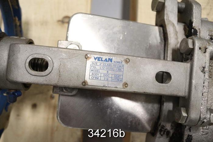 Used Velan 4" Hand Operated Knife Gate Valve #34216