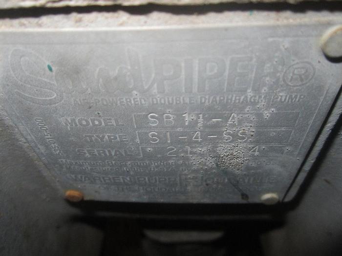 Used Pump, Diaphragm, S/st, Sandpiper, Mdl SB1-1/2-A #S739959